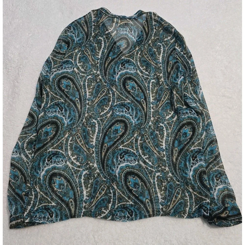 Michael Kors Women's Sheer Paisley Print Blouse Size Large